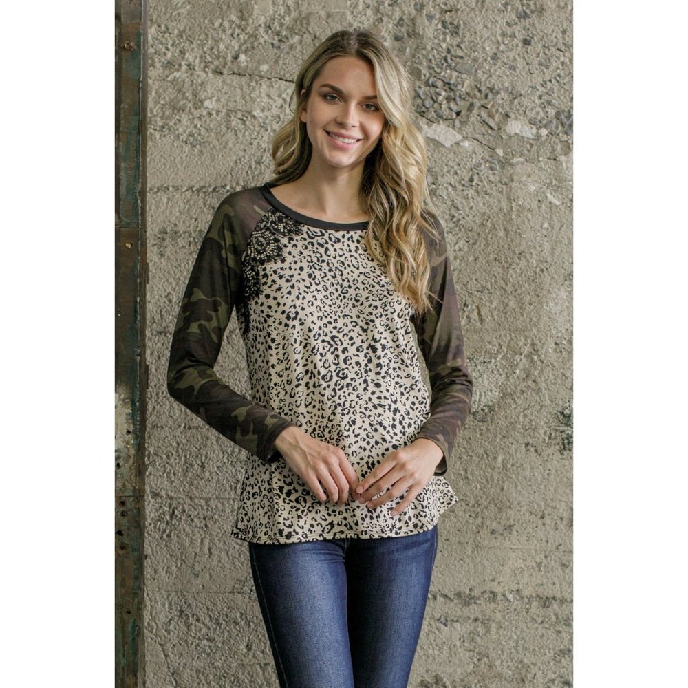 Eldridge Camo & Leopard Top